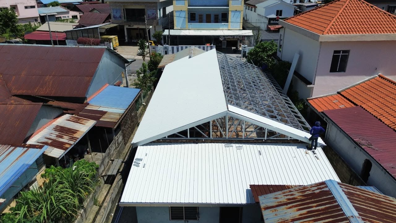 Metal roof structure during reconstruction in Seri Kembangan